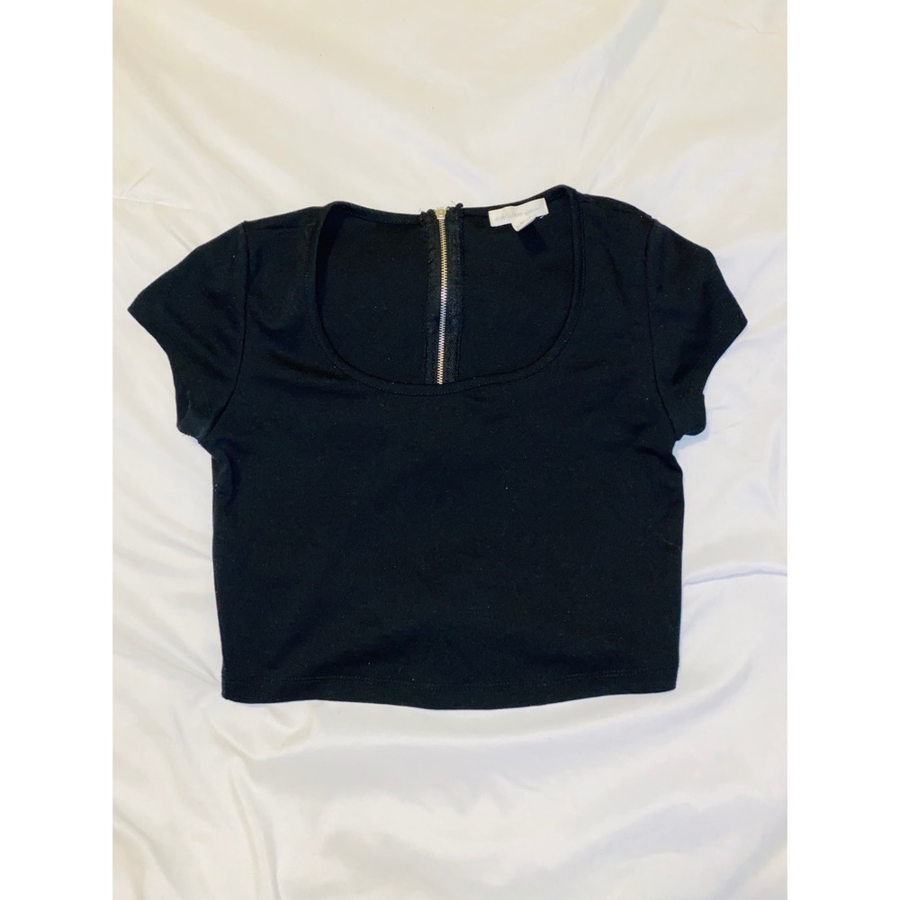 Zip Back Black Crop Top